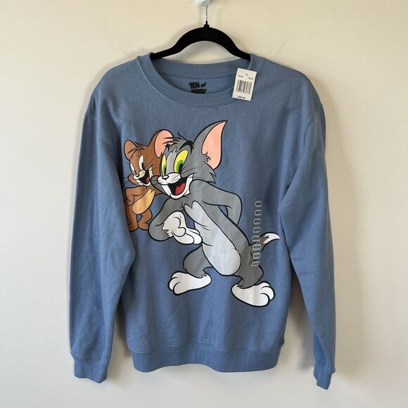 Tom And Jerry Graphic Crewneck Sweatshirt Blue Juniors Size Medium NWT’s - Picture 3 of 10